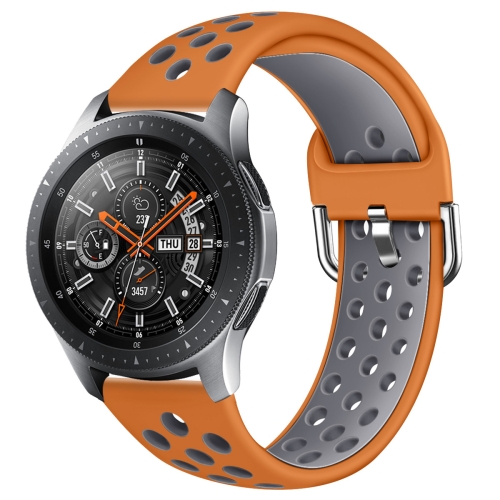 

For Galaxy Watch 46 / S3 / Huawei Watch GT 1 / 2 22mm Smart Watch Silicone Double Color Wrist Strap Watchband, Size:S(Orange Grey)