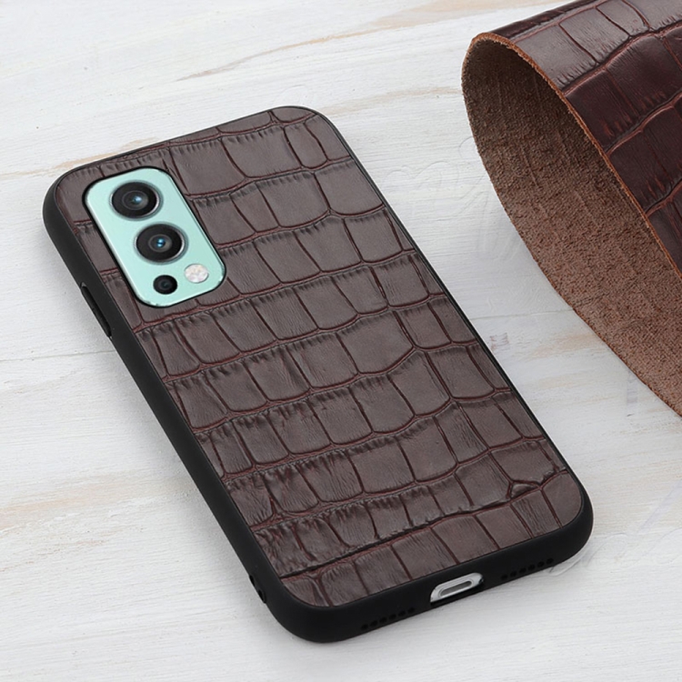 

For OnePlus Nord 2 5G Crocodile Texture Leather Protective Case(Brown)