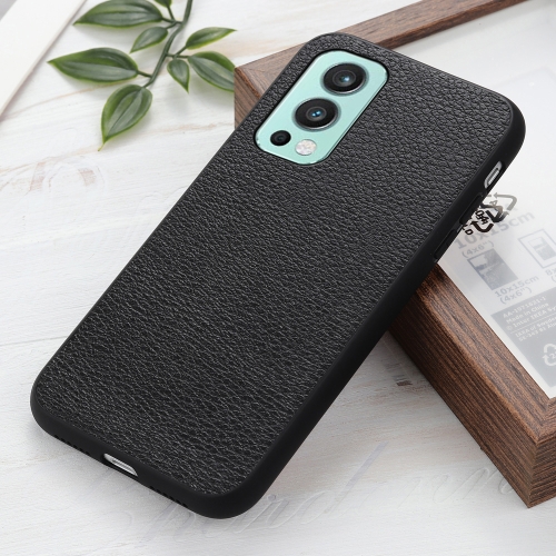 

For OnePlus Nord 2 5G Litchi Texture Genuine Leather Folding Protective Case(Black)