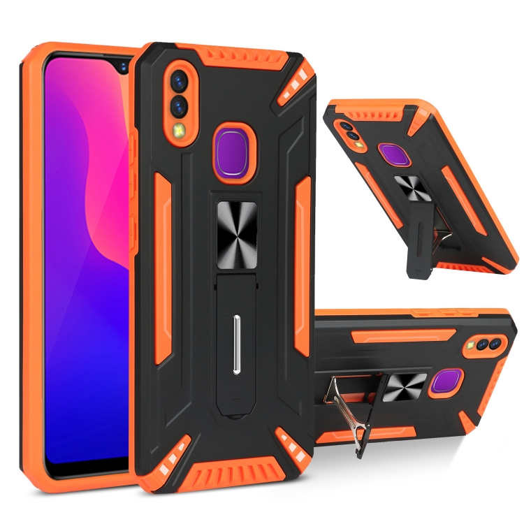 

For vivo Y95 War-god Armor TPU + PC Shockproof Magnetic Protective Case with Folding Holder(Orange + Black)