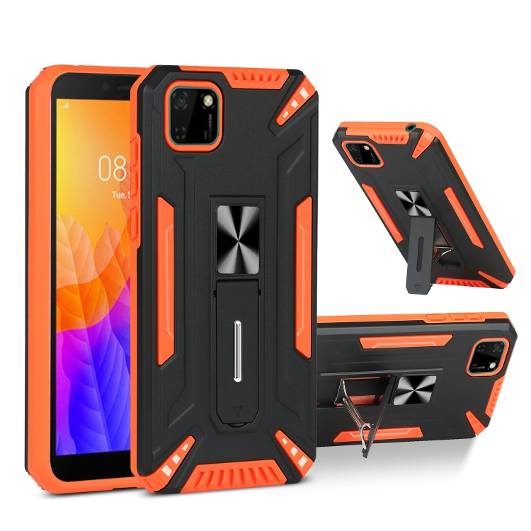 

For Huawei Y5p War-god Armor TPU + PC Shockproof Magnetic Protective Case with Folding Holder(Orange + Black)
