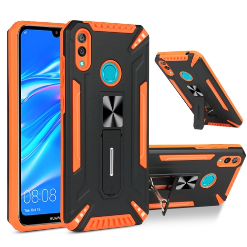 

For Huawei Y7 2019 War-god Armor TPU + PC Shockproof Magnetic Protective Case with Folding Holder(Orange + Black)