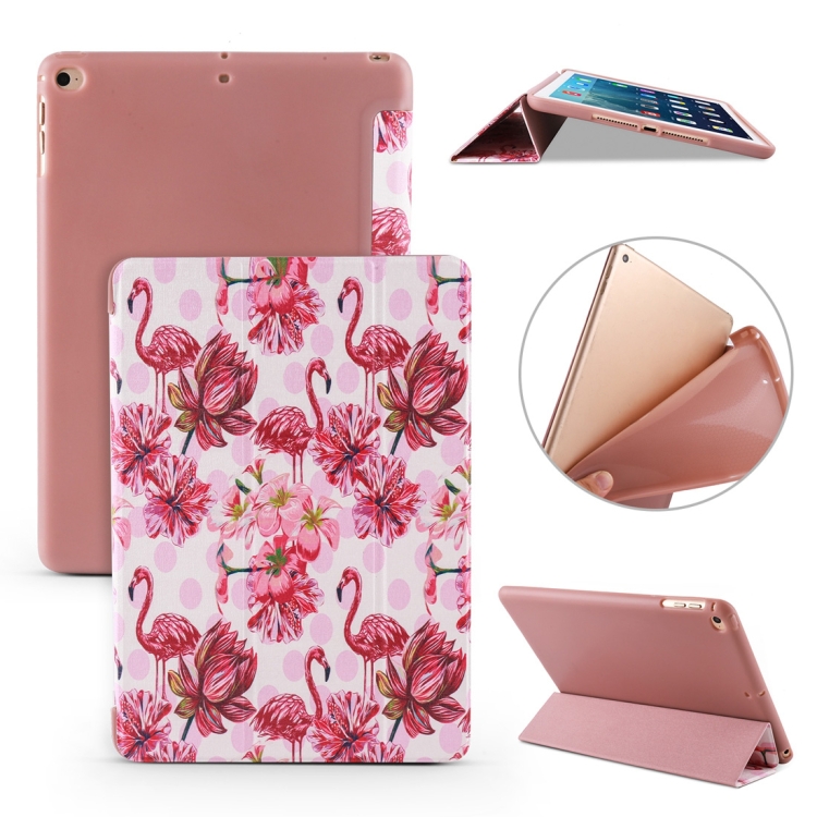 

For iPad 10.2 Colored Pattern Horizontal Flip PU Leather Case, with Three-folding Holder & Honeycomb TPU Cover(Flamingo)
