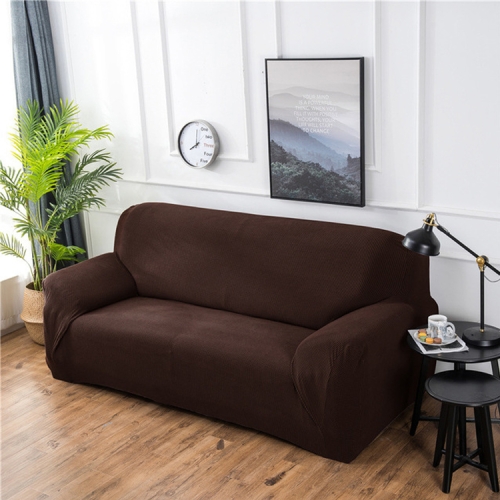 

Double Seat Corn Grain Knitted Fabric Elastic Thickened Full Coverage Sofa Cover, Color:Coffee