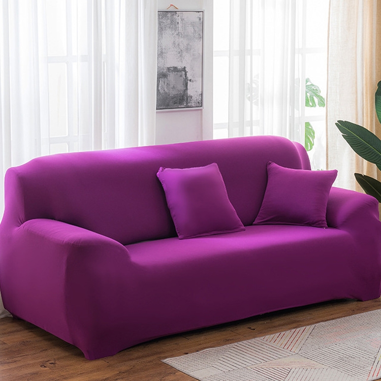 

Four Seasons Solid Color Elastic Full Coverage Non-slip Sofa Cover(Red Purple)