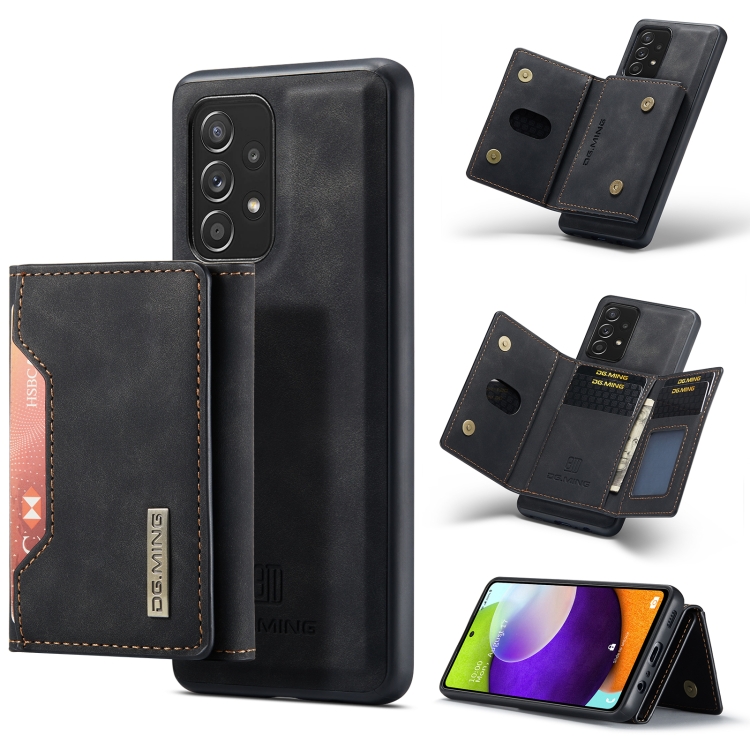 

For Samsung Galaxy A52 5G / 4G DG.MING M2 Series 3-Fold Multi Card Bag + Magnetic Back Cover Shockproof Case with Wallet & Holder Function(Black)