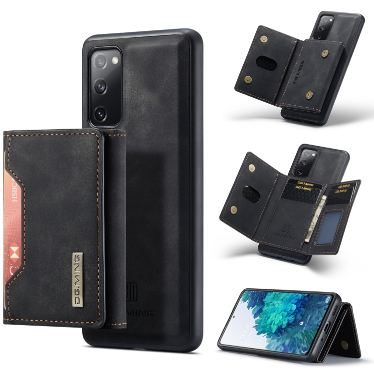 

For Samsung Galaxy S20 FE DG.MING M2 Series 3-Fold Multi Card Bag + Magnetic Back Cover Shockproof Case with Wallet & Holder Function(Black)