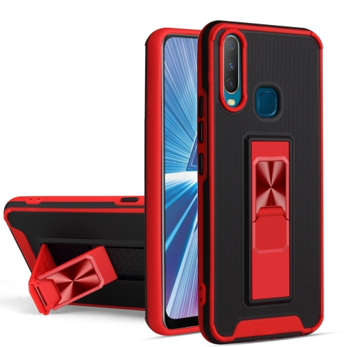 

For vivo Y17 / Y12 / Y15 / Y11 Dual-color Skin Feel TPU + PC Magnetic Shockproof Case with Invisible Holder(Red)