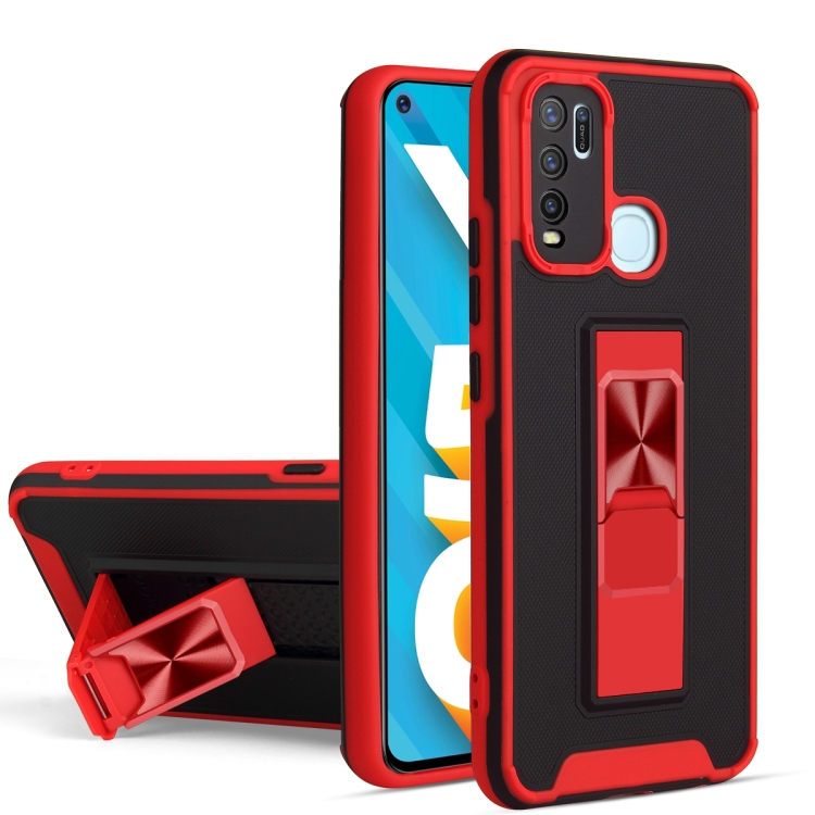 

For vivo Y50 / Y30 Dual-color Skin Feel TPU + PC Magnetic Shockproof Case with Invisible Holder(Red)