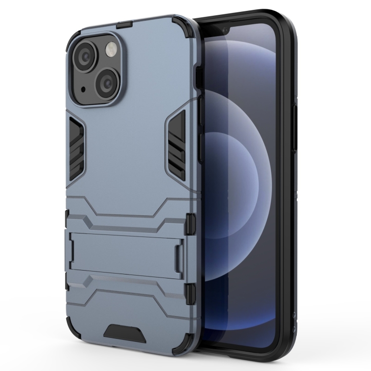 

PC + TPU Shockproof Protective Case with Invisible Holder For iPhone 13 mini(Navy Blue)