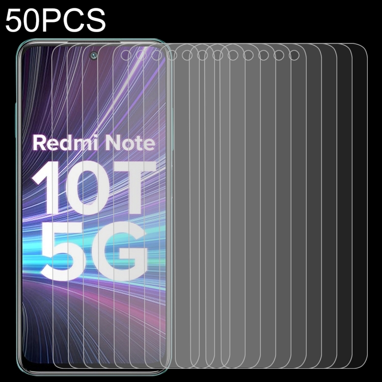 

For Xiaomi Redmi Note 10T 5G 50 PCS 0.26mm 9H 2.5D Tempered Glass Film