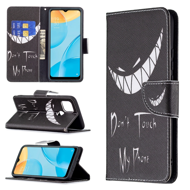 

For OPPO A15 Colored Drawing Pattern Horizontal Flip Leather Case with Holder & Card Slots & Wallet(Smirk)