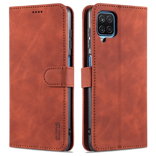 

For Samsung Galaxy M62 / F62 AZNS Skin Feel Calf Texture Horizontal Flip Leather Case with Card Slots & Holder & Wallet(Brown)