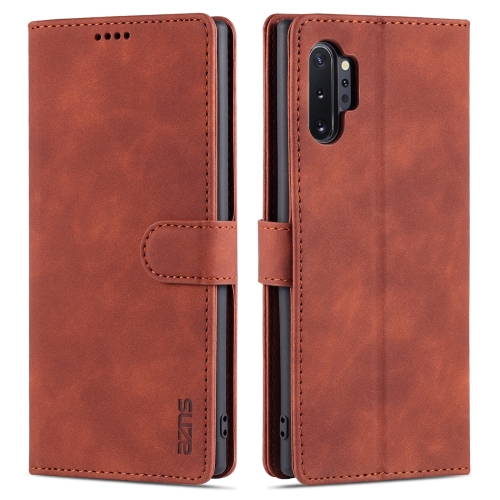 

For Samsung Galaxy Note10+ AZNS Skin Feel Calf Texture Horizontal Flip Leather Case with Card Slots & Holder & Wallet(Brown)