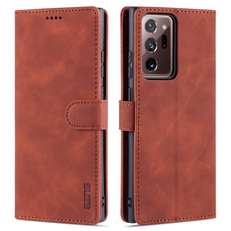 

For Samsung Galaxy Note20 Ultra AZNS Skin Feel Calf Texture Horizontal Flip Leather Case with Card Slots & Holder & Wallet(Brown)