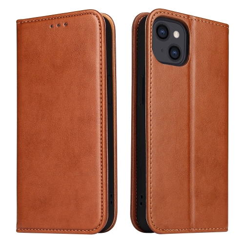 

Fierre Shann PU Leather Texture Horizontal Flip Leather Case with Holder & Card Slots & Wallet For iPhone 13 mini(Brown)