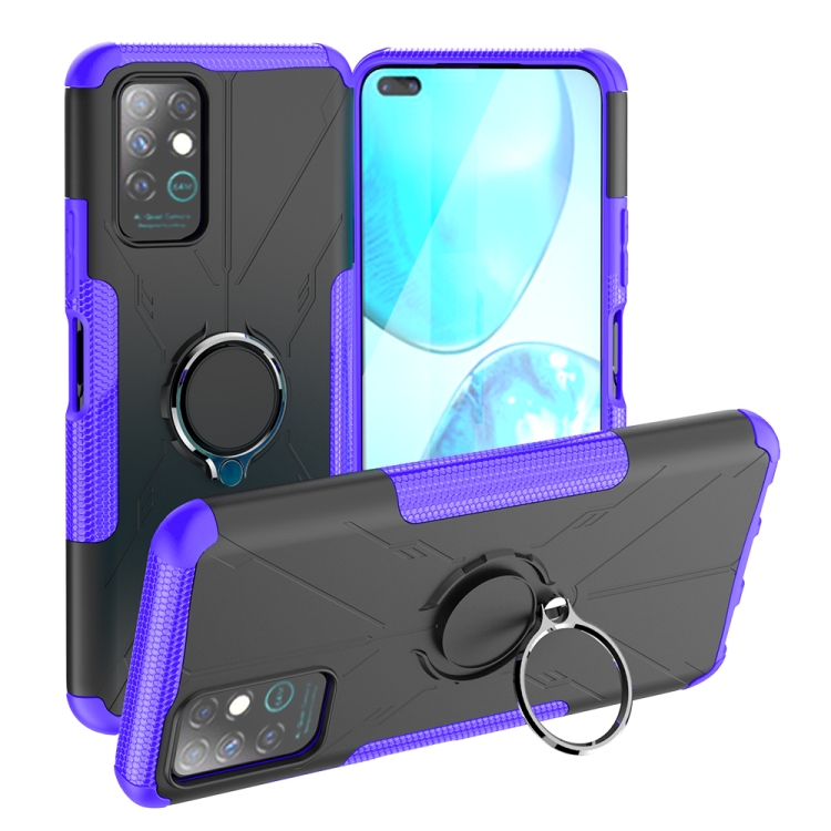 

For Infinix Note 8 Armor Bear Shockproof PC + TPU Protective Case with Ring Holder(Purple)