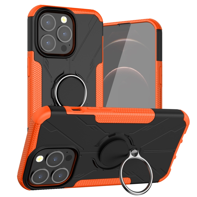 

Armor Bear Shockproof PC + TPU Protective Case with Ring Holder For iPhone 13 mini(Orange)