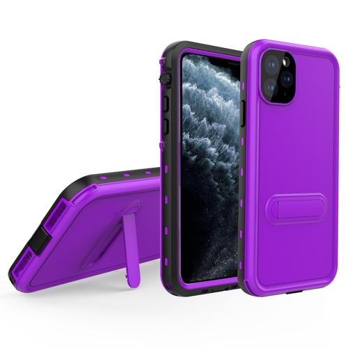 

For iPhone 11 Pro RedPepper Shockproof Waterproof Solid Color PC + TPU Protective Case with Holder(Purple)