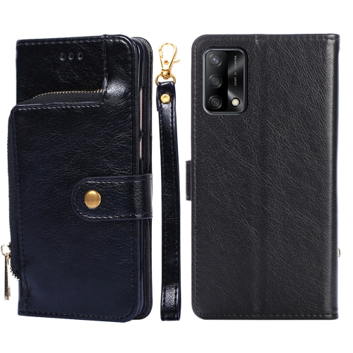 

For OPPO F19 / A74 Zipper Bag PU + TPU Horizontal Flip Leather Case with Holder & Card Slot & Wallet & Lanyard(Black)
