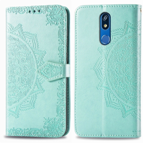 

For LG K40 Halfway Mandala Embossing Pattern Horizontal Flip Leather Case with Holder & Card Slots & Wallet & Lanyard(Green)
