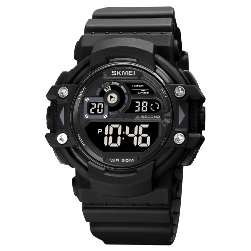 

SKMEI 1778 Multifunction Dual Time Digital Display LED Luminous Men Sports Electronic Watch(Black)