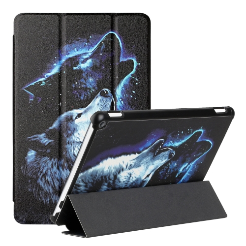 For Amazon Kindle Fire HD10 2021/HD10 Plus 2021 Silk Texture Colored Drawing Pattern Horizontal Flip Magnetic PU Leather Case with Three-folding Holder & Sleep / Wake-up Function(Starry Wolf), 6922728941852  - buy with discount