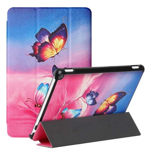 

For Amazon Kindle Fire HD10 2021/HD10 Plus 2021 Silk Texture Colored Drawing Pattern Horizontal Flip Magnetic PU Leather Case with Three-folding Holder & Sleep / Wake-up Function(Galaxy Butterfly)