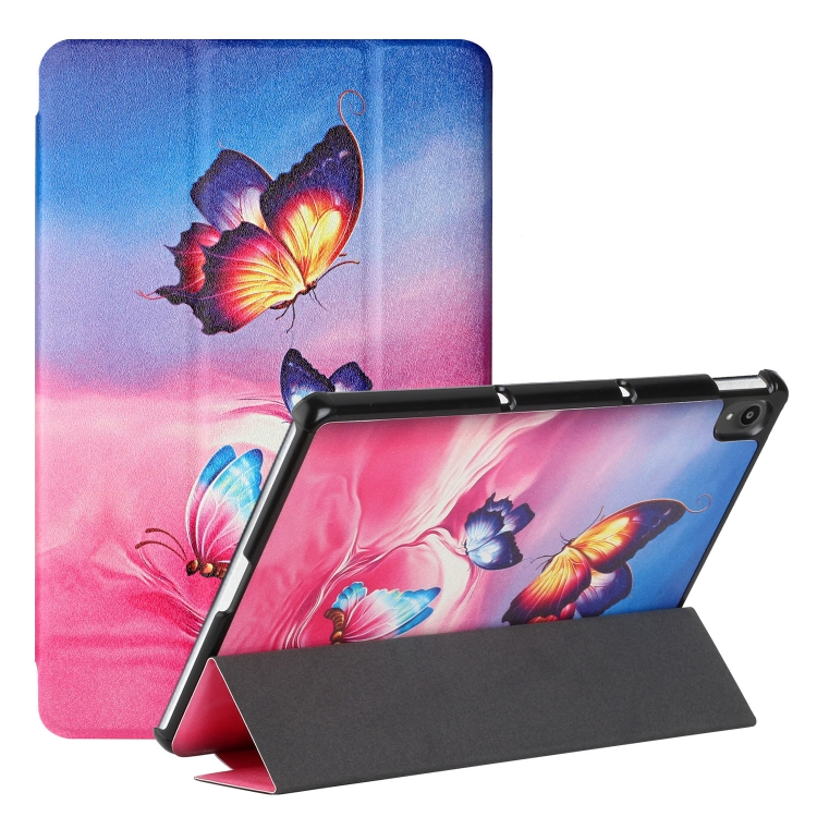 

For Lenovo Tab P11 J606F / Lenovo Pad Silk Texture Colored Drawing Pattern Horizontal Flip Magnetic PU Leather Case with Three-folding Holder & Sleep / Wake-up Function(Galaxy Butterfly)
