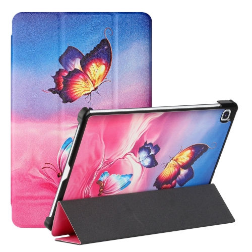 

For Samsung Galaxy Tab S6 Lite SM P610/T615 Silk Texture Colored Drawing Pattern Horizontal Flip Magnetic PU Leather Case with Three-folding Holder & Sleep / Wake-up Function(Galaxy Butterfly)