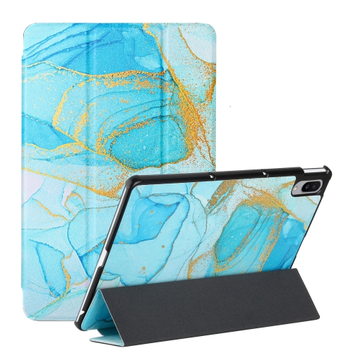 

For Lenovo Tab P11 Pro 11.5 J706F / Pad Pro Silk Texture Colored Drawing Pattern Horizontal Flip Magnetic PU Leather Case with Three-folding Holder & Sleep / Wake-up Function(Marble Sands Blue)