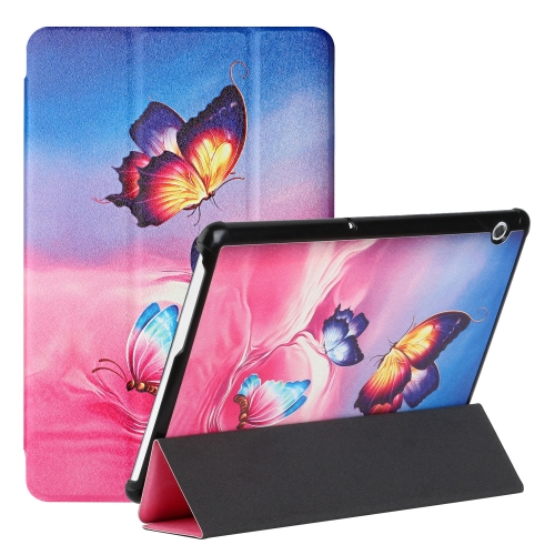 

For Huawei MediaPad T5 10.1 / MediaPad M5 Silk Texture Colored Drawing Pattern Horizontal Flip Magnetic PU Leather Case with Three-folding Holder(Galaxy Butterfly)
