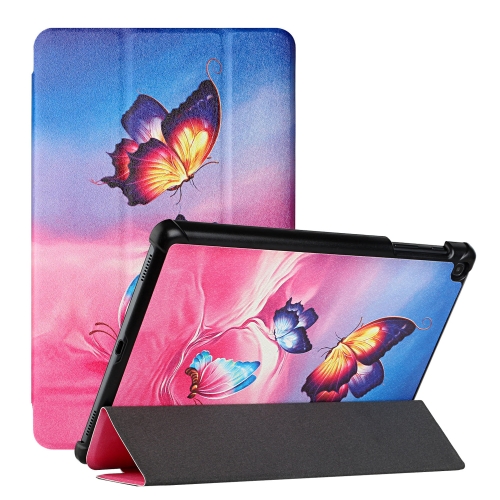 

For Samsung Galaxy Tab A 10.1 2019 T510 Silk Texture Colored Drawing Pattern Horizontal Flip Magnetic PU Leather Case with Three-folding Holder(Galaxy Butterfly)