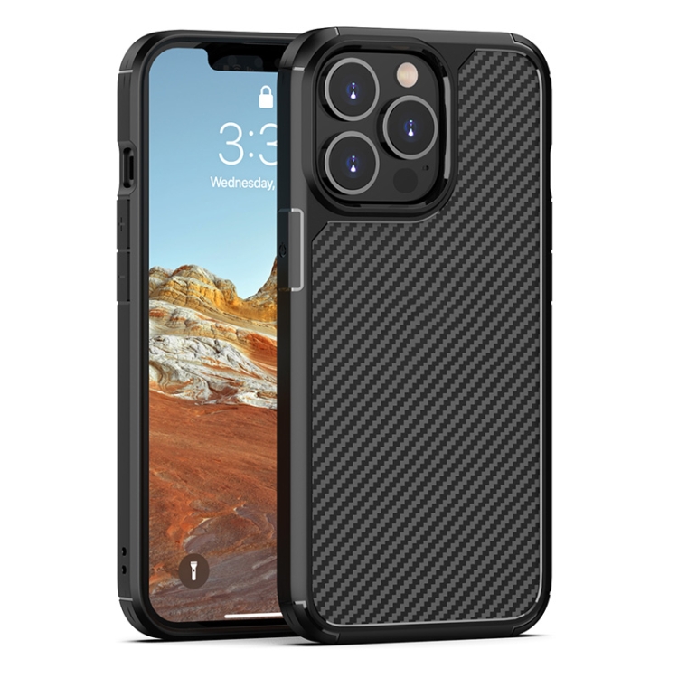 

Pioneer Carbon Fiber Texture Shockproof TPU + PC Case For iPhone 13 Pro(Black)
