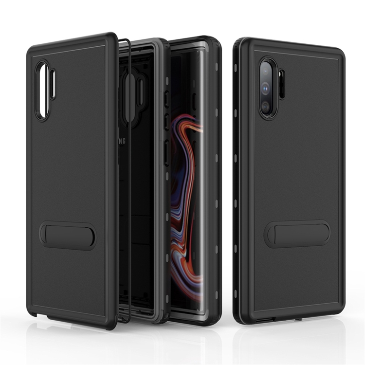 

For Galaxy Note 10+ RedPepper Shockproof Waterproof Solid Color PC + TPU Protective Case with Holder(Black)