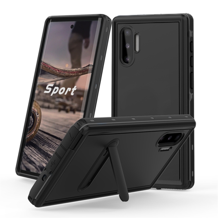 

For Galaxy Note 10 RedPepper Shockproof Waterproof Solid Color PC + TPU Protective Case with Holder(Black)