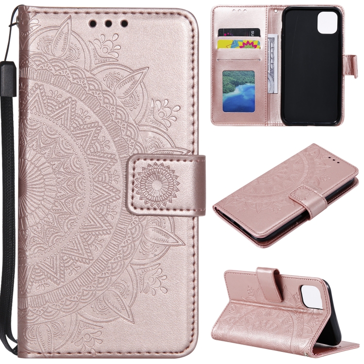 

Totem Flower Embossed Horizontal Flip TPU + PU Leather Case with Holder & Card Slots & Wallet For iPhone 13(Rose Gold)