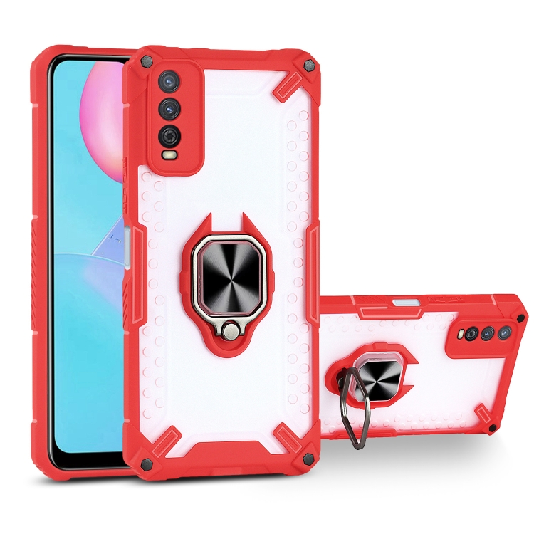

Matte TPU + PC Magnetic Shockproof Case with Ring Holder For vivo Y12s(Red)