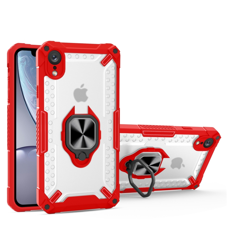 

Matte TPU + PC Magnetic Shockproof Case with Ring Holder For iPhone XR(Red)