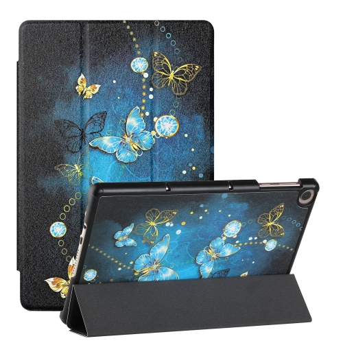 

For Huawei MatePad T 10s Silk Texture Colored Drawing Pattern Horizontal Flip Magnetic PU Leather Case with Three-folding Holder (Diamond Butterfly)