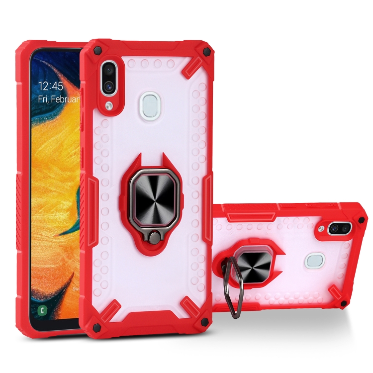 

Matte TPU + PC Magnetic Shockproof Case with Ring Holder For Samsung Galaxy A30(Red)