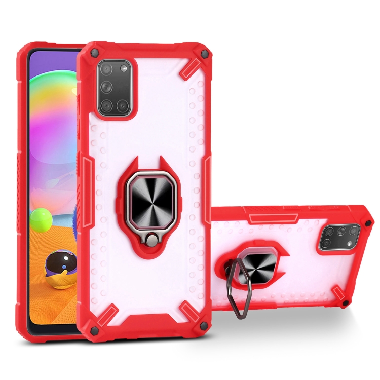 

Matte TPU + PC Magnetic Shockproof Case with Ring Holder For Samsung Galaxy A31(Red)