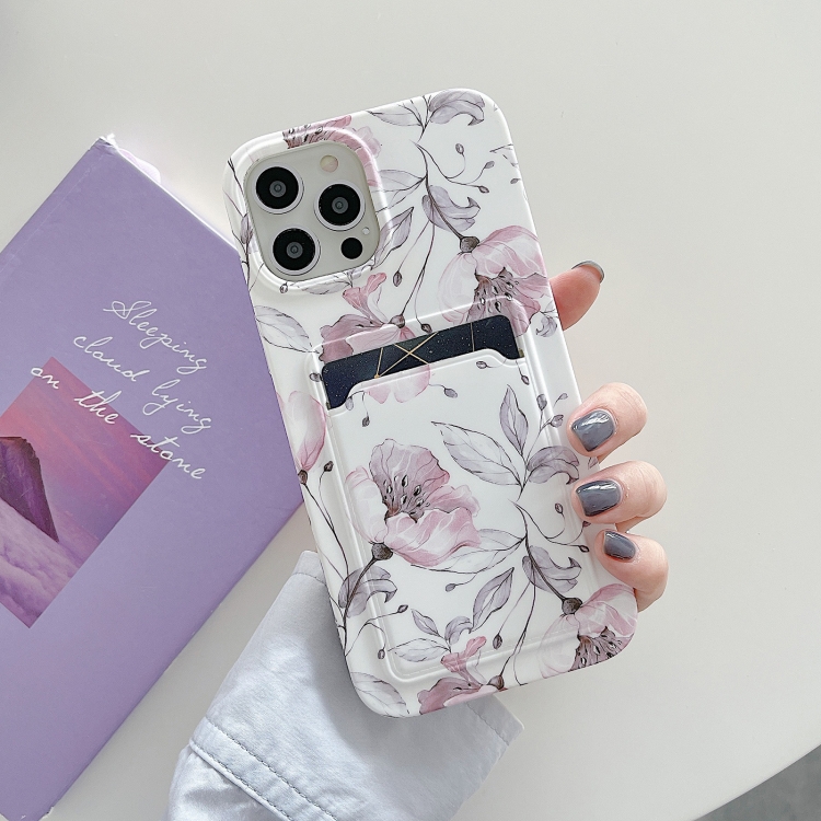

IMD Pattern TPU Case with Card Slot For iPhone 11(Pink Retro Flowers)