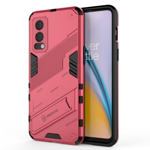 

For OnePlus Nord 2 5G Punk Armor 2 in 1 PC + TPU Shockproof Case with Invisible Holder(Light Red)