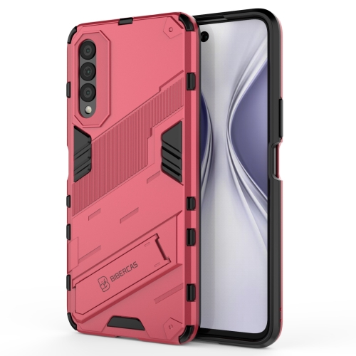 

For Honor X20 SE Punk Armor 2 in 1 PC + TPU Shockproof Case with Invisible Holder(Light Red)