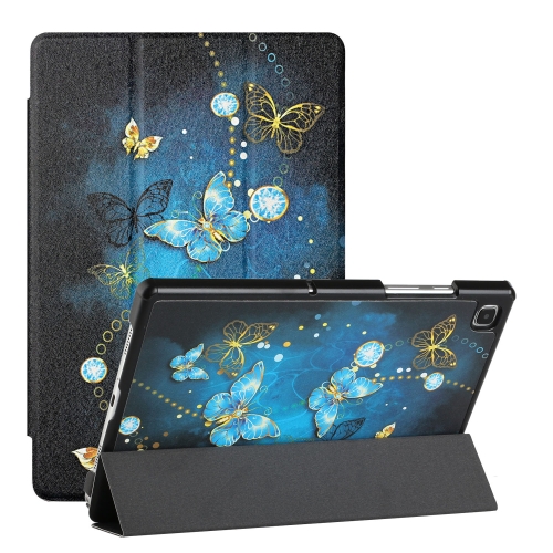 

For Samsung Galaxy Tab A7(2020) / T500 / T505 Silk Texture Colored Drawing Pattern Horizontal Flip Magnetic PU Leather Case with Three-folding Holder & Sleep / Wake-up Function(Diamond Butterfly)