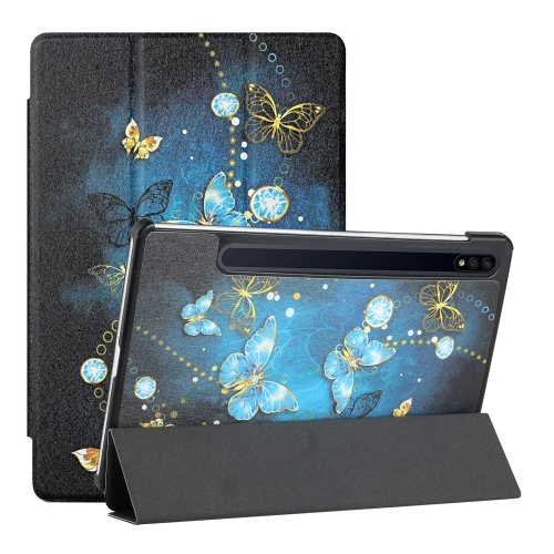 

For Samsung Galaxy Tab S7 T870/T875 Silk Texture Colored Drawing Pattern Horizontal Flip Magnetic PU Leather Case with Three-folding Holder & Sleep / Wake-up Function(Diamond Butterfly)