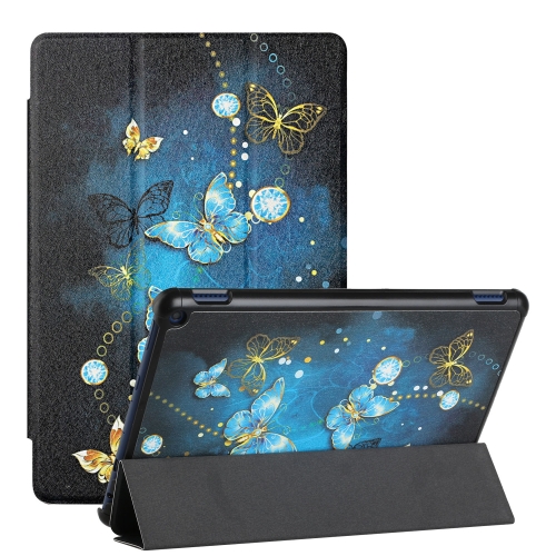 

For Amazon Fire HD 10 Plus (2021)/HD 10 (2021) Silk Texture Colored Drawing Pattern Horizontal Flip Magnetic PU Leather Case with Three-folding Holder & Sleep / Wake-up Function(Diamond Butterfly)