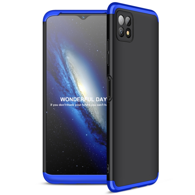 

For Samsung Galaxy A22 5G GKK Three Stage Splicing Full Coverage PC Case(Black Blue)