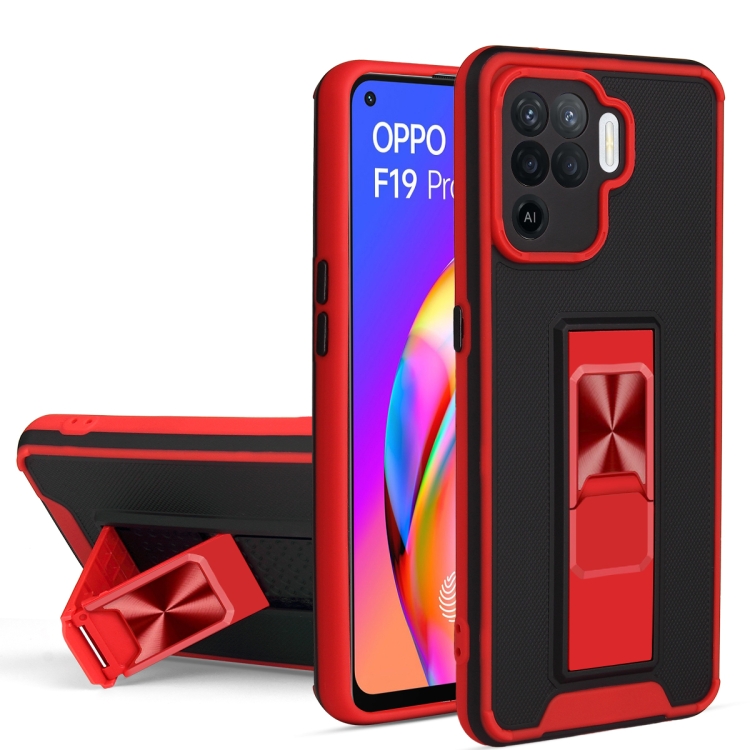 

For OPPO Reno5 F / F19 Pro Dual-color Skin Feel TPU + PC Magnetic Shockproof Case with Invisible Holder(Red)